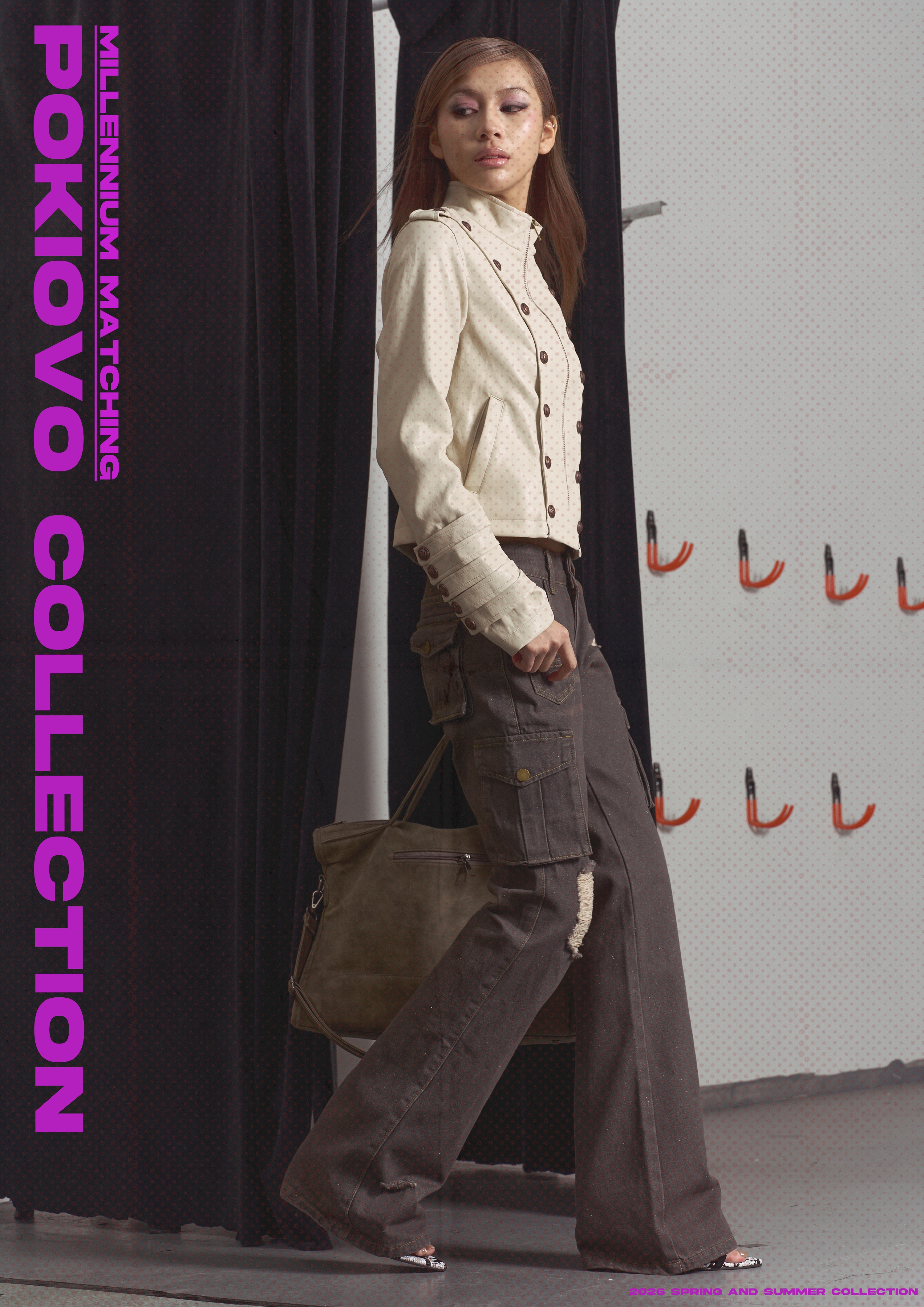 2026 Early Spring! Focus Storm American Vintage Double-Breasted Moto Leather Jacket High-End Stand Collar Slimming Short Ins Style Jacket R7116# zx - Focus Storm