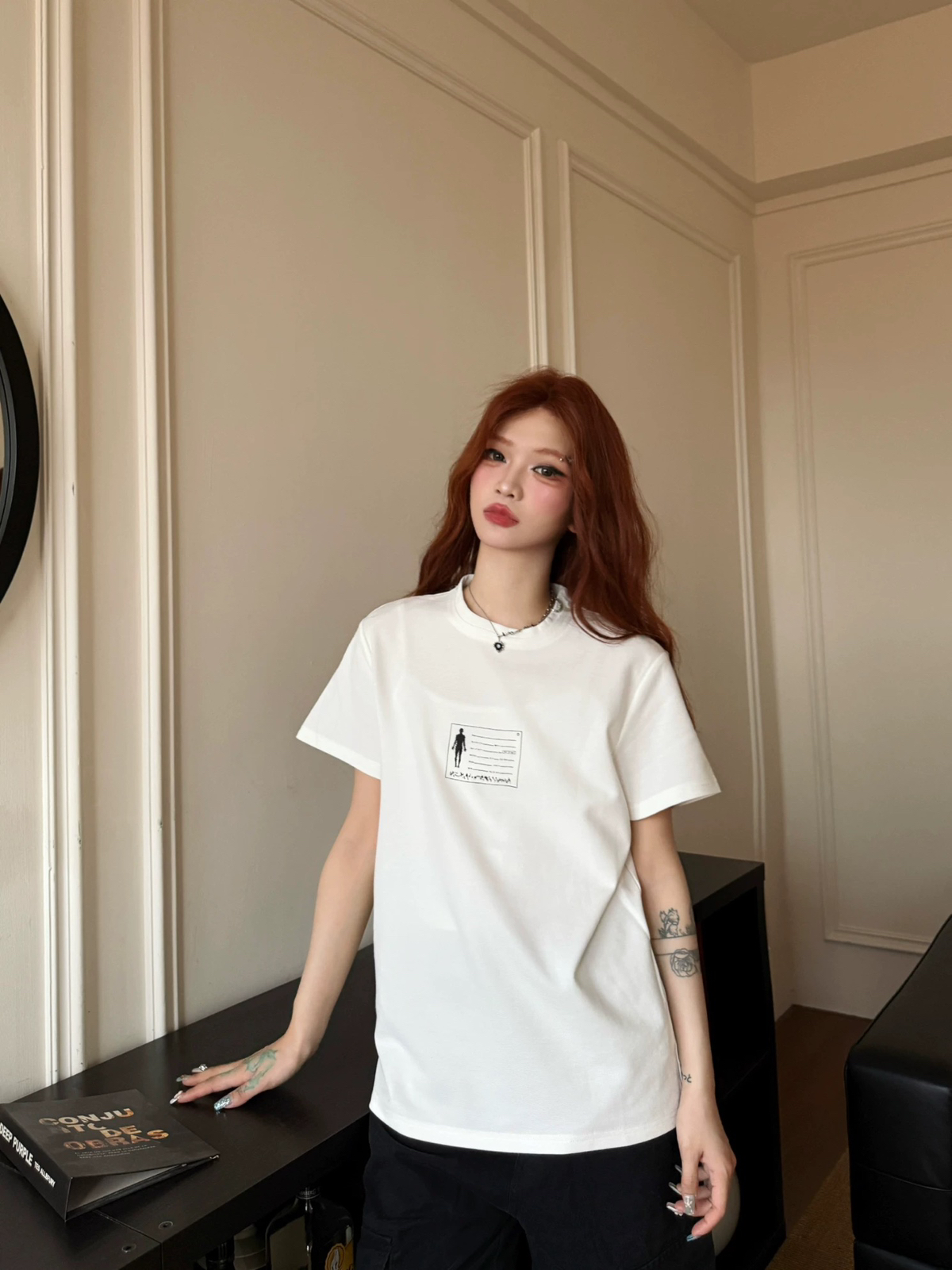 Focus Storm Letter Slim Fit Men's and Women's Versatile Retro Minimalist Couple's Design Short Sleeve T-Shirt 91151# zx - Focus Storm