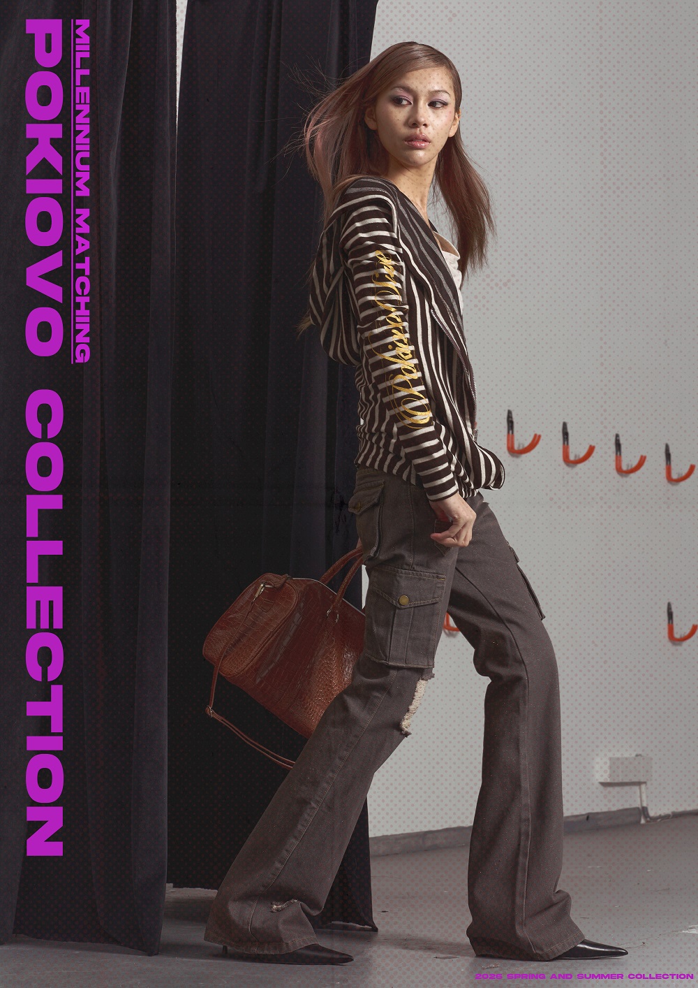 Spring 2026 New! Focus Storm American Retro Striped Print Designer Long Sleeve Top Casual Versatile Hooded Blouse R8071# zx - Focus Storm