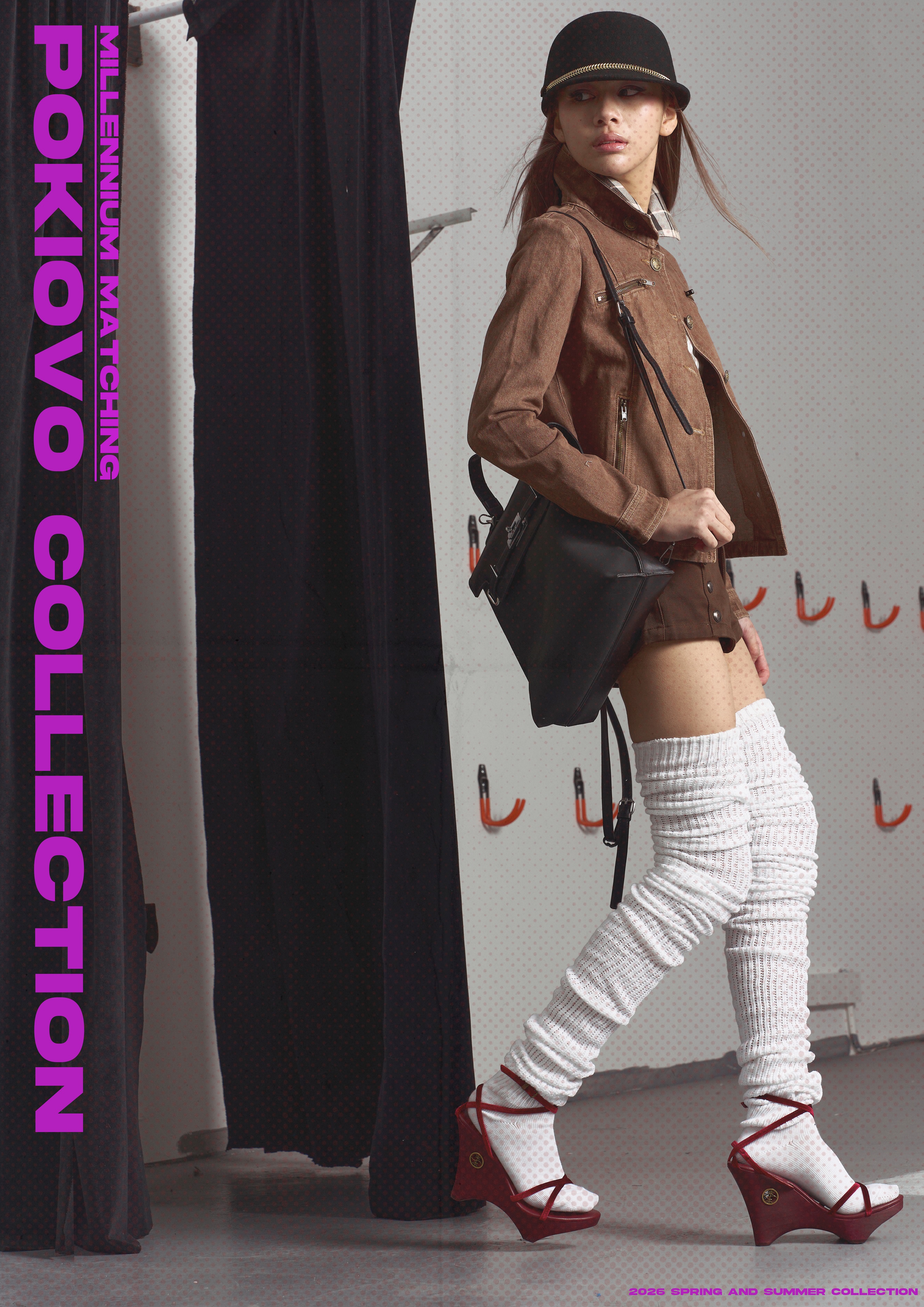 Early Spring 2026! Focus Storm Old Money Style Coffee Maillard Plaid Denim Jacket R7119# zx - Focus Storm