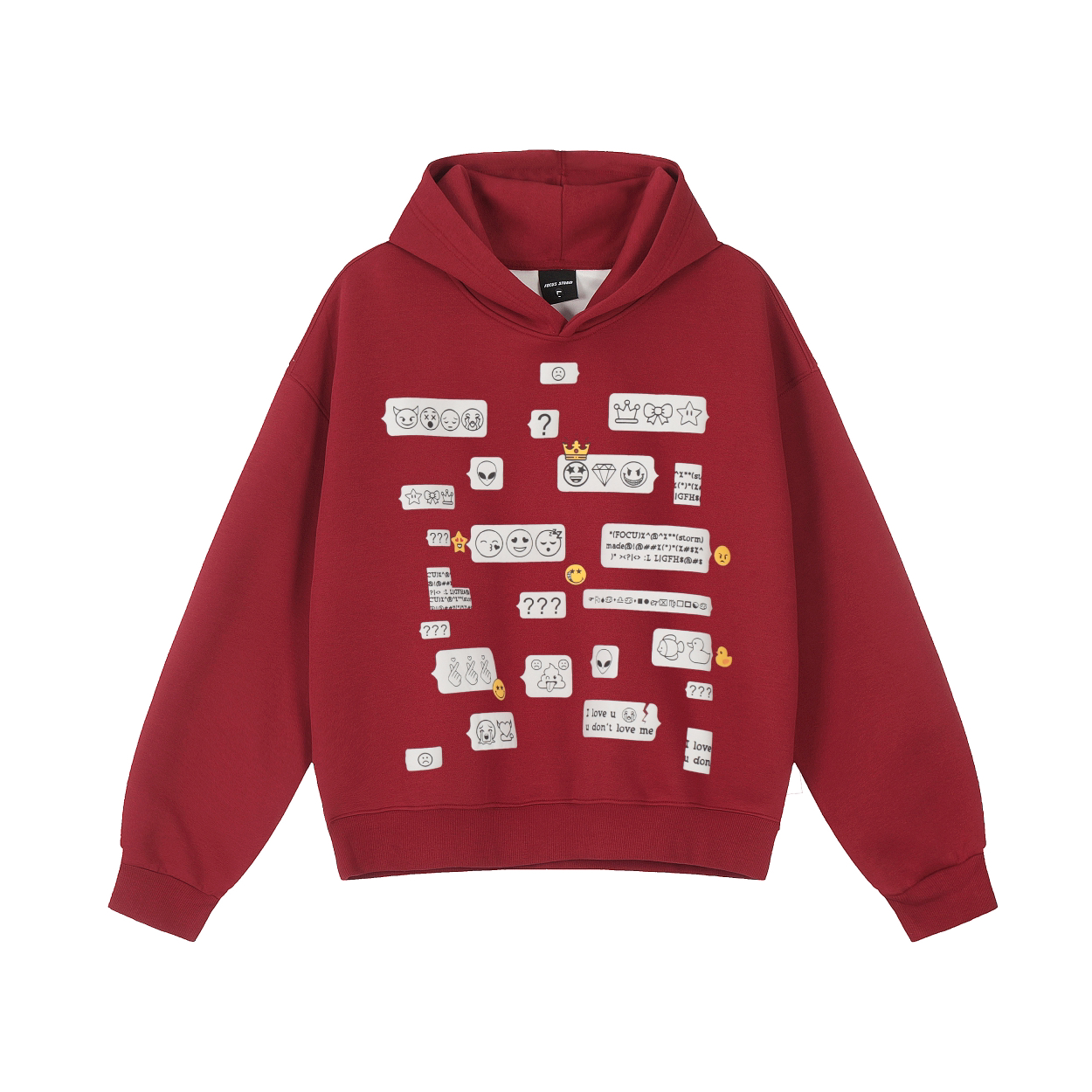 Focus Storm Guochao American Street Style Funny Expression Graphic Hooded Hoodie 86012# zx - Focus Storm