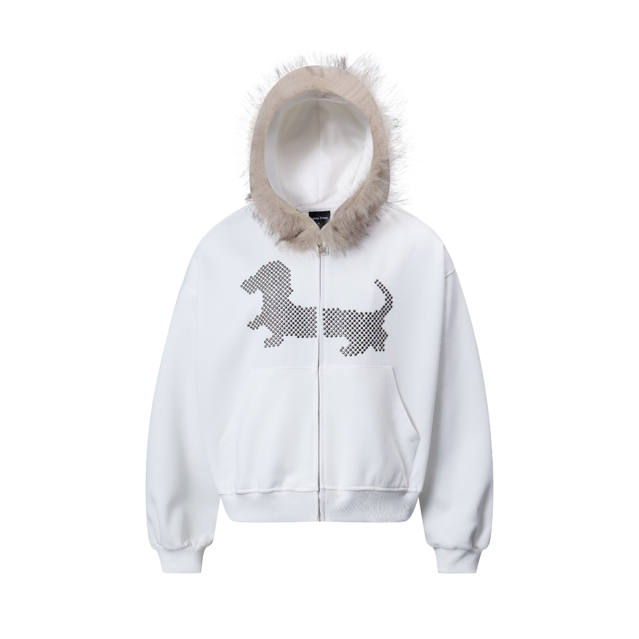 Focus Storm American Streetwear Hooded Cardigan Sweatshirt Spring Loose Casual Neutral Long Sleeve Top Hoodie Jacket (with Detachable Faux Fur Collar) 81052# zx - Focus Storm