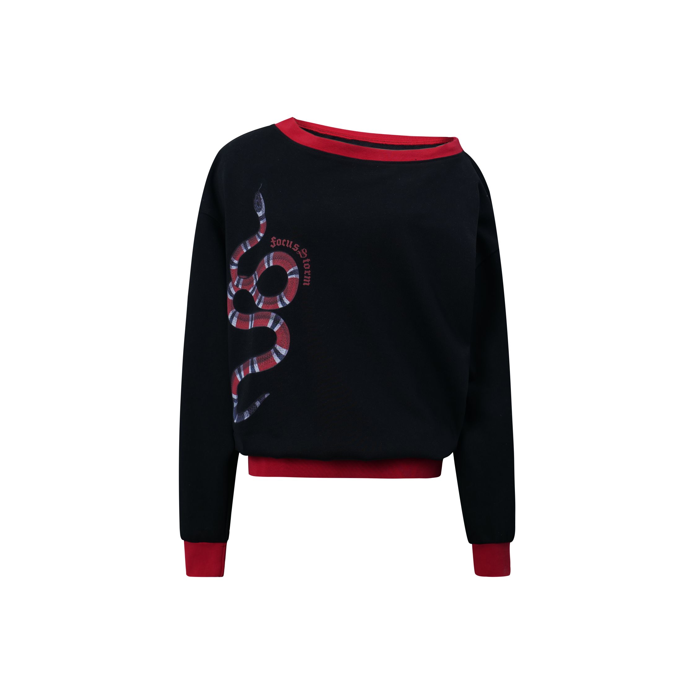 Focus Storm Original American Street Style Year of the Snake One-Shoulder Sweatshirt YS1-81093# zx - Focus Storm