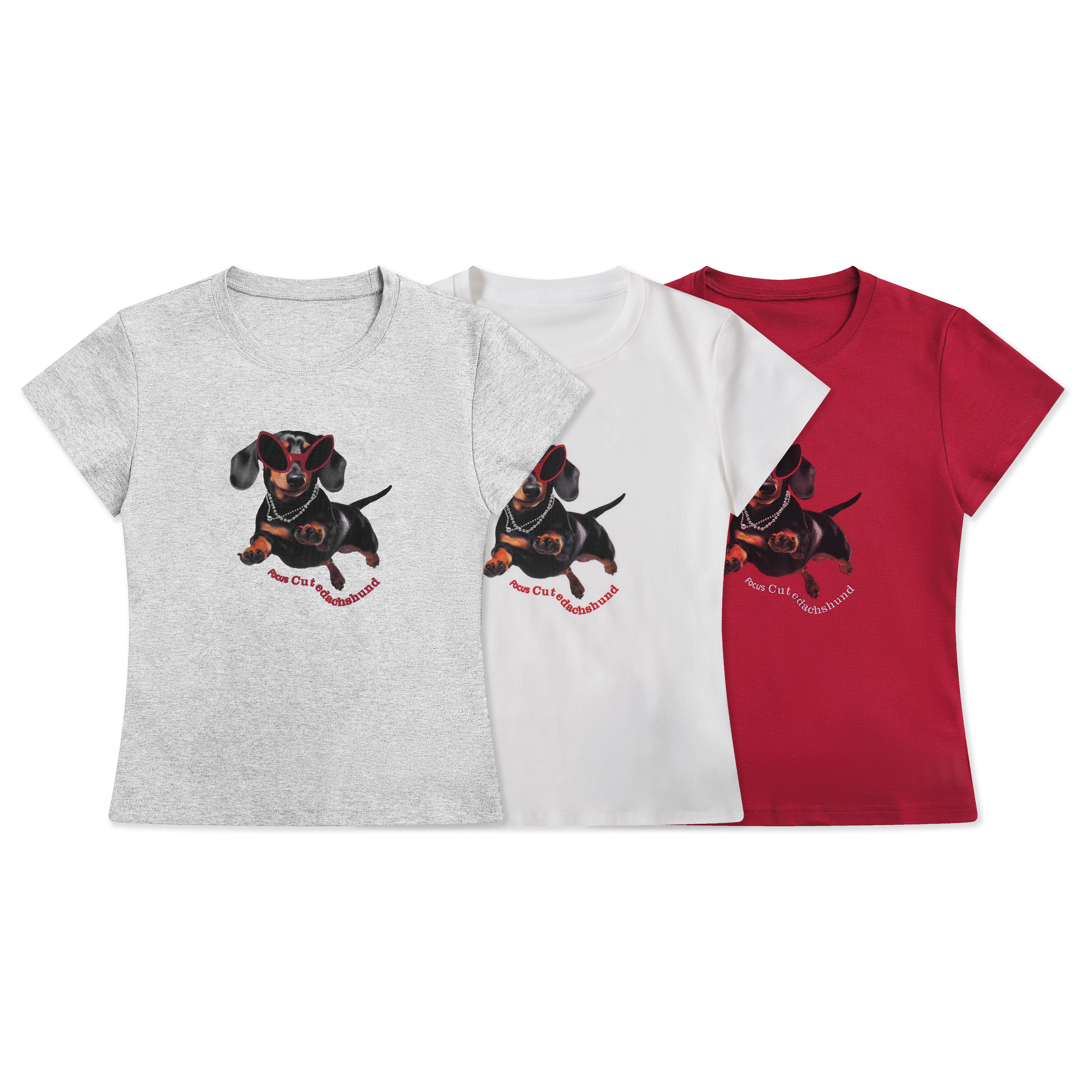 Focus Storm American Vintage Fun Puppy Printed Short Sleeve T-shirt 91118# zx - Focus Storm